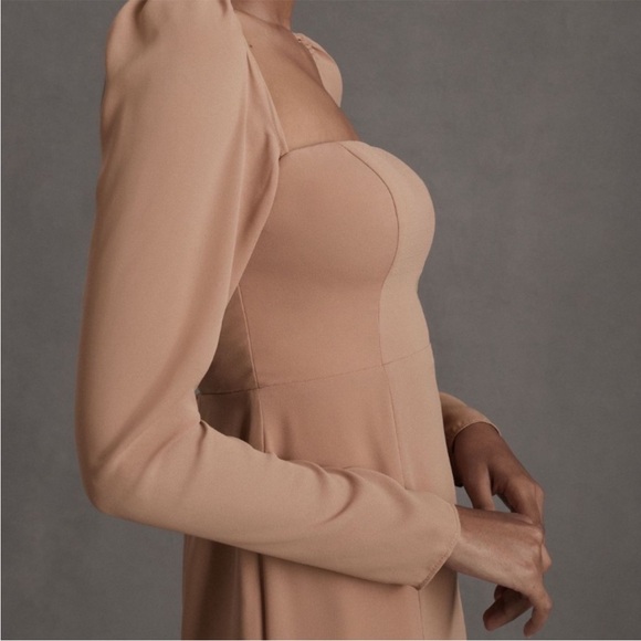 BHLDN size 4 Kayleigh Georgette dress in sienna long sleeve neutral event dress - Picture 2 of 8